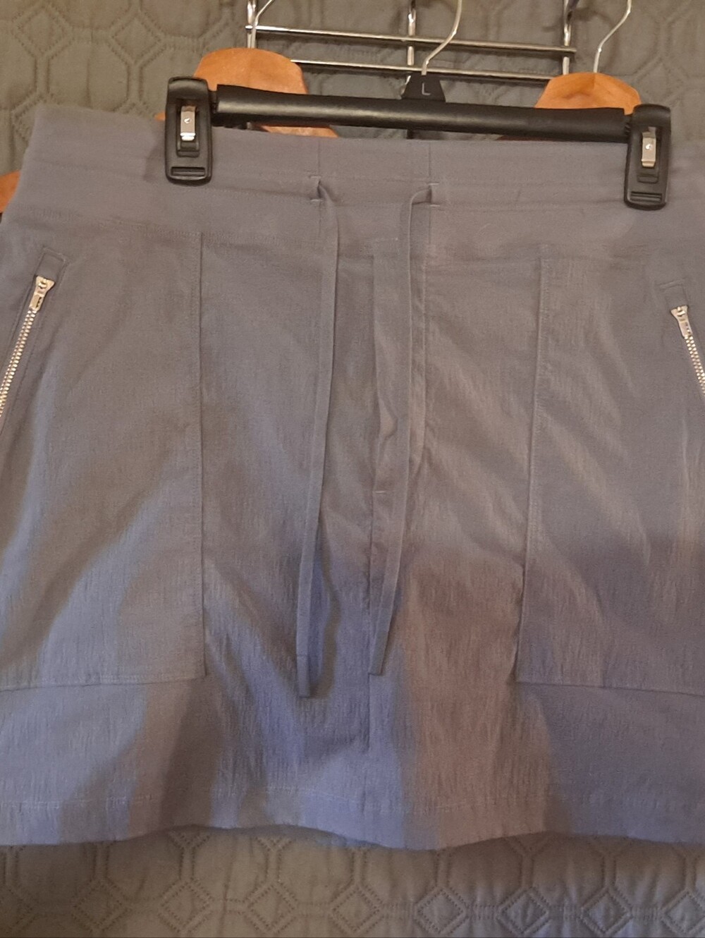 Athleta Casual Drawstring Mini Skirt in Slate Blue Size 14 - Picture 1 of 8